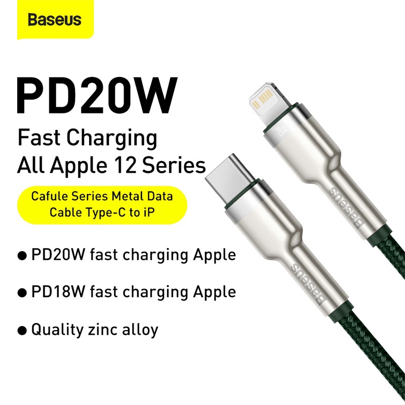 Dây sạc 20w Baseus cafule series metal data cable sạc cho iphone