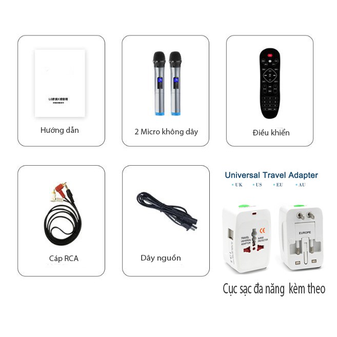 Bộ loa hát karaoke gồm 2 micro UHF dùng cho tivi smart và điện thoại Amoi L6P