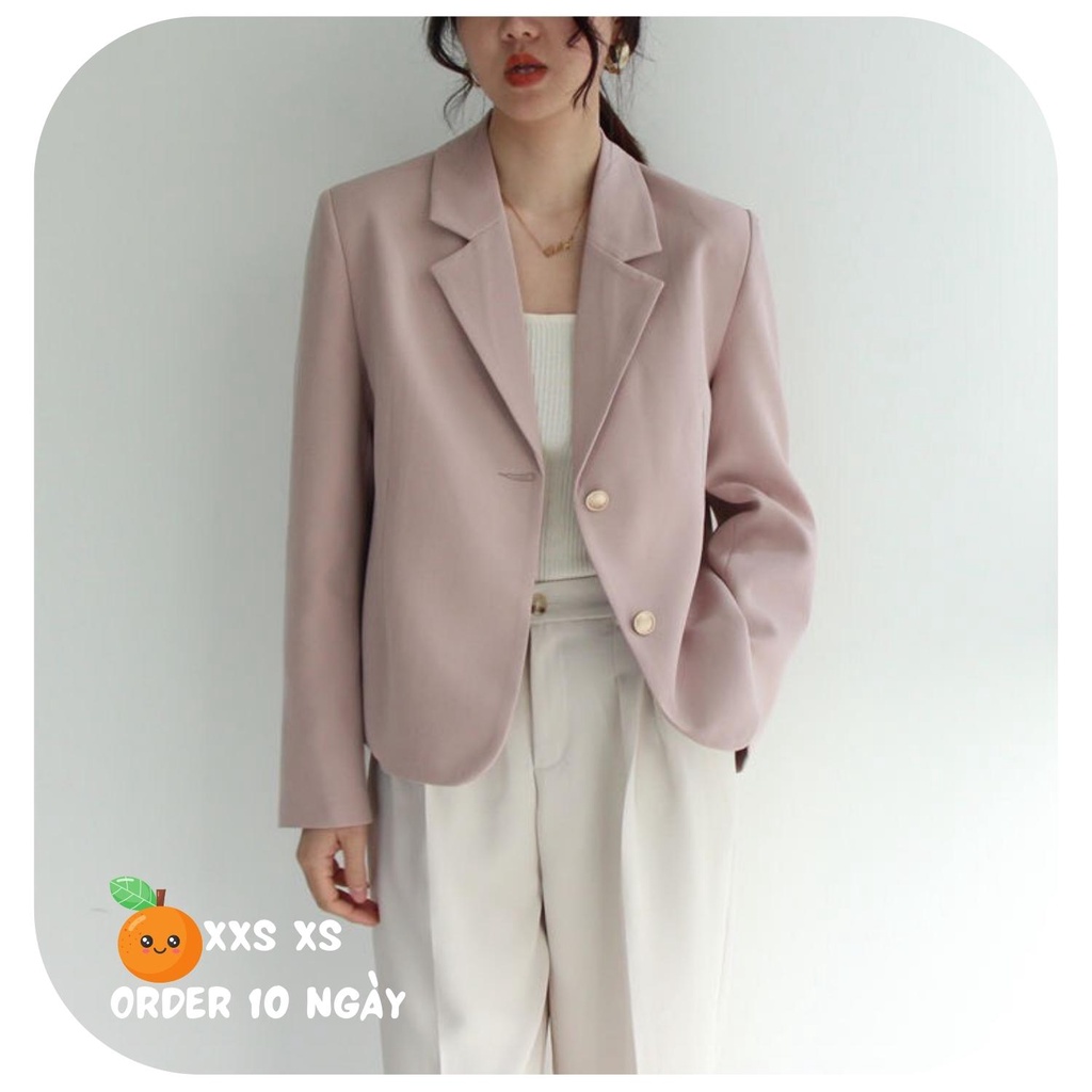 Blazer Màu Hồng Size Nhỏ XS Hai Cúc Kiểu Dáng Hàn Quốc