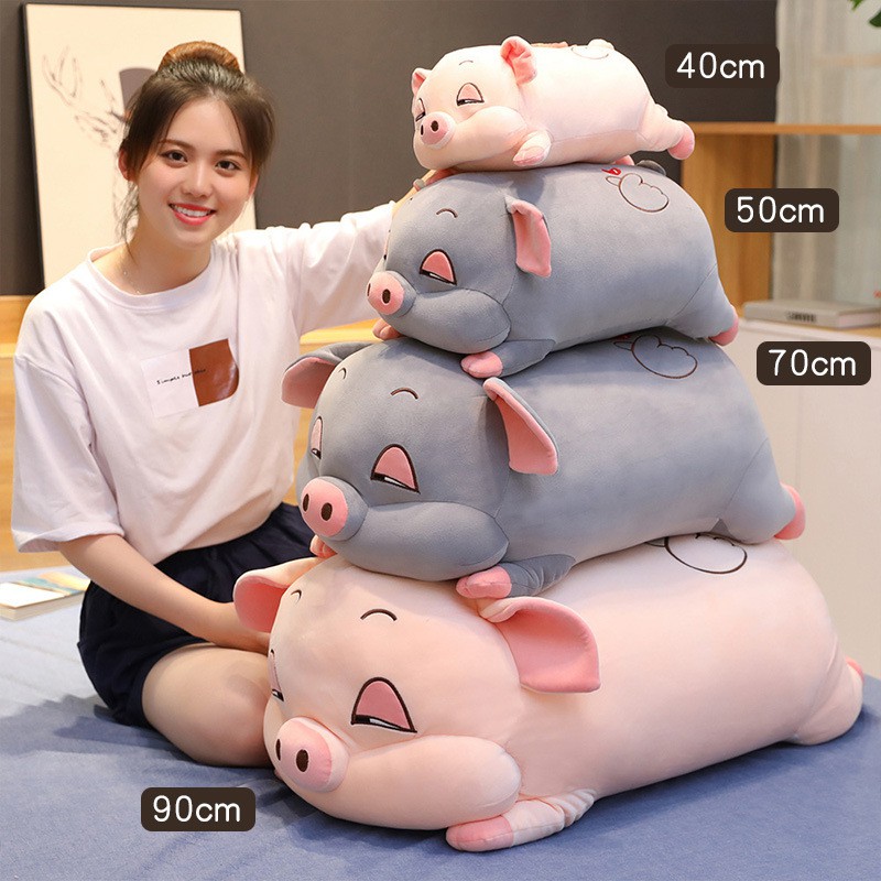 GỐI ÔM GẤU BÔNG MINISO HEO MẮT HÍ SIÊU MỊN CAO CẤP SIZE LỚN ẢNH THẬT KÈM QUÀ TẶNG - heo