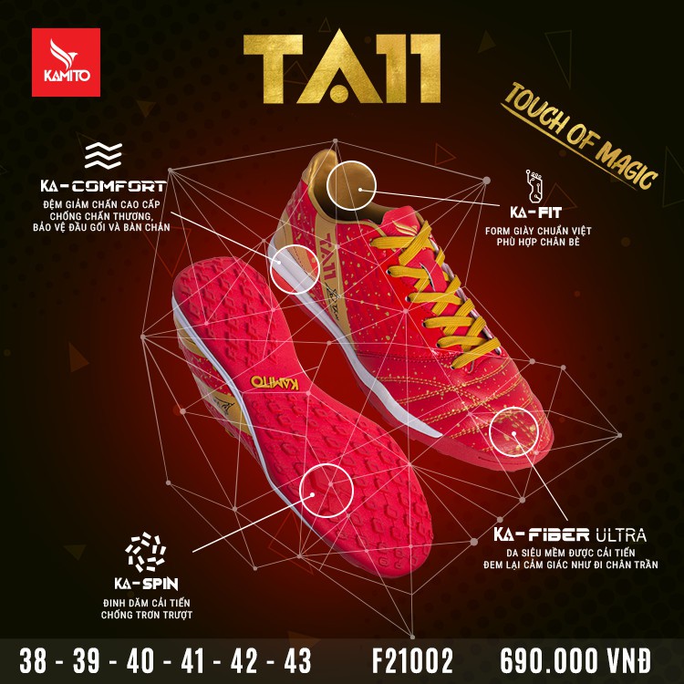 GIÀY ĐÁ BÓNG KAMITO TA11 GIÀY ĐÁ BÓNG SÂN CỎ NHÂN TẠO