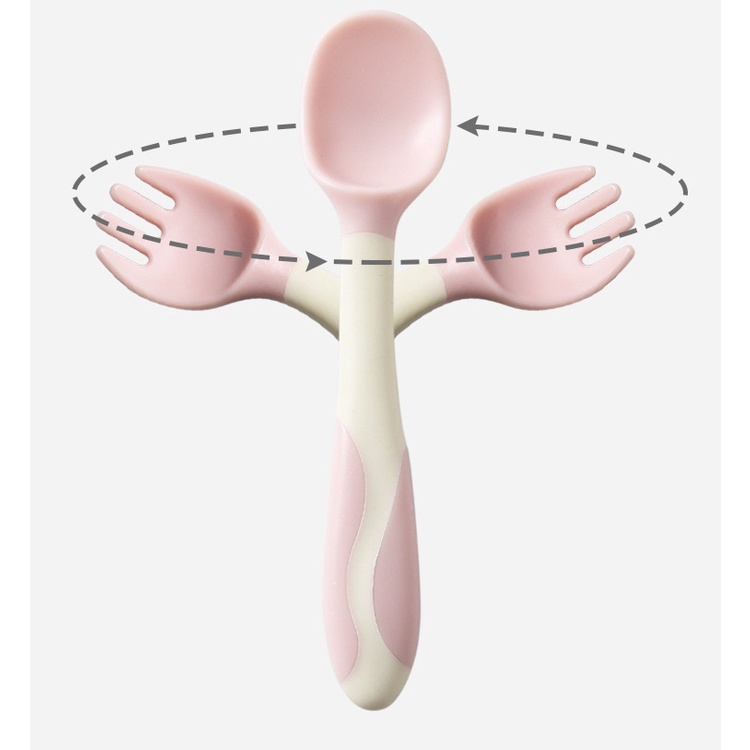 Thìa dĩa uốn cong cho bé tập xúc ăn dặm