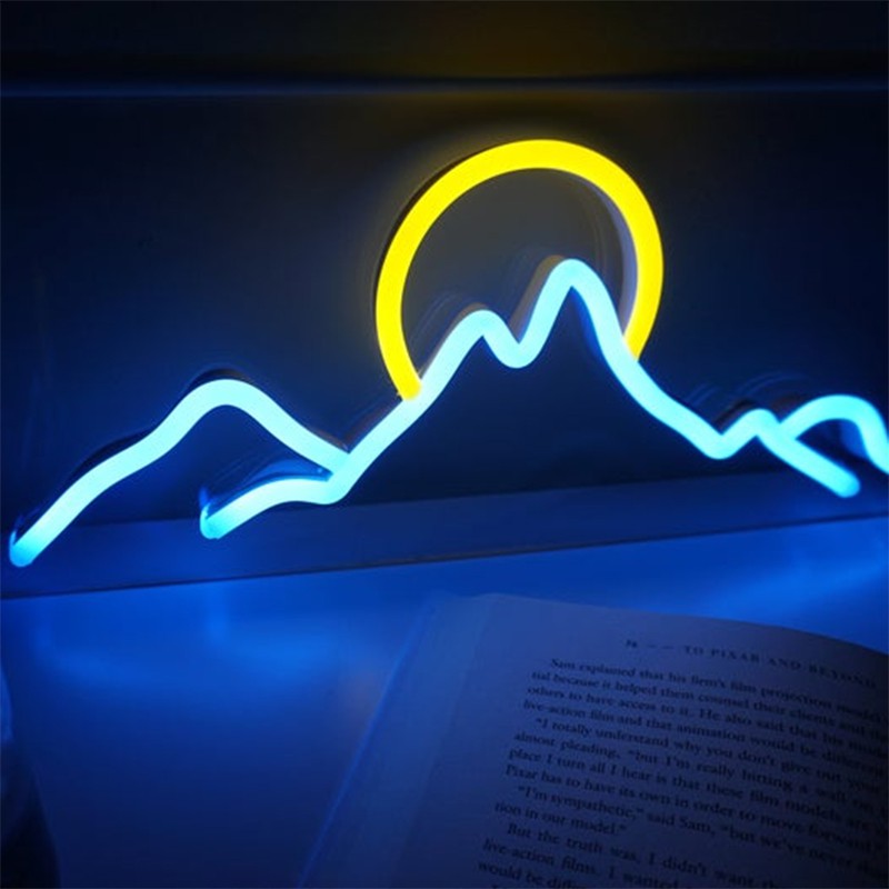 Đèn Trang Trí Led Neon Sign Hình Núi Và Trăng