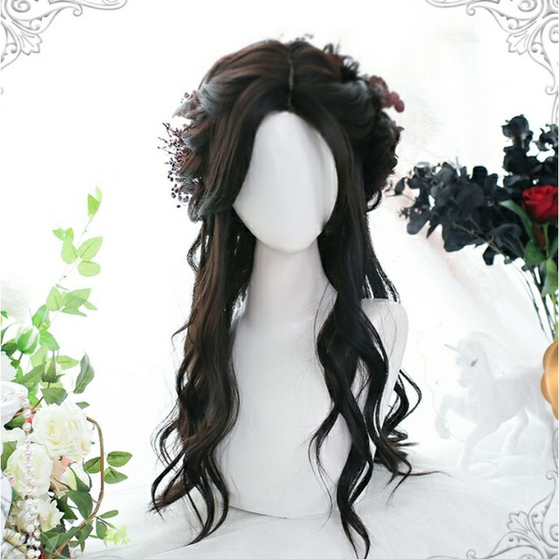 [Sẵn] Wig teen/lolita/cosplay đen BHT071 (tóc giả nguyên đầu xoăn trục) [Miu Cosplay]