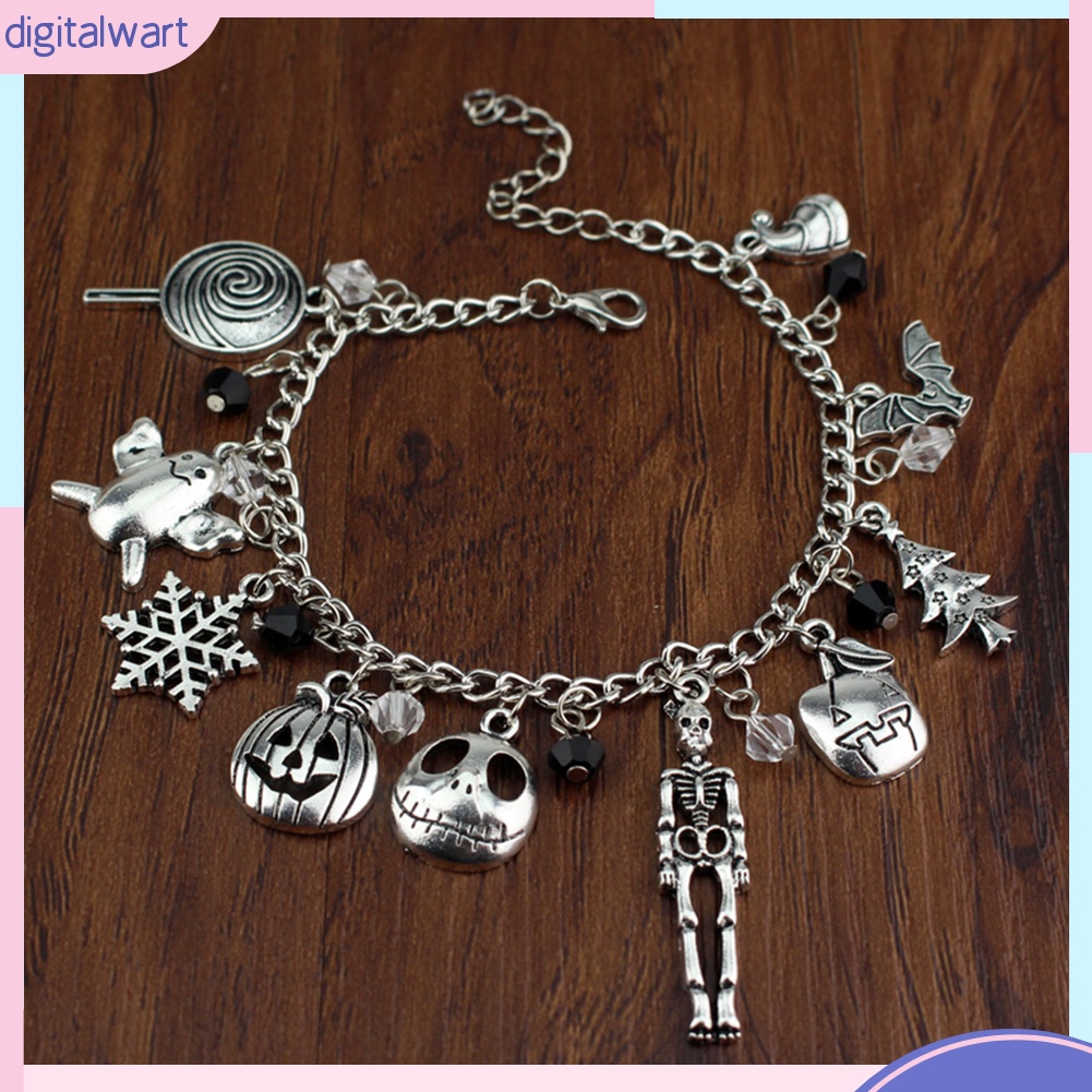 Vòng Tay Hợp Kim Mặt Hình Đầu Lâu Phong Cách Halloween Thời Trang Cho Nữ