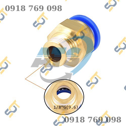 Đầu nối PC10,PC14,PC16 thẳng ren ngoài khí nén, phun sương đầy đủ kích thước ống và ren hàng xịn giá sỉ
