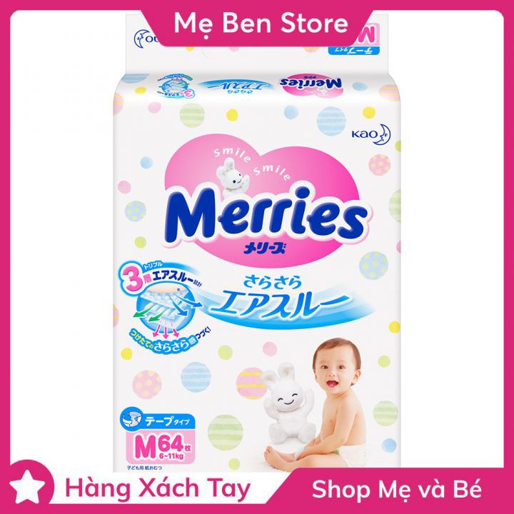 Bỉm quần Merries size M58/L44/XL38 miếng nội địa Nhật