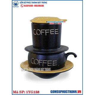 Phin pha cafe bằng gốm sứ Bát Tràng lòng Vàng