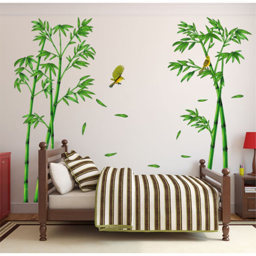 Decal dán tường  Bụi trúc xanh mát hiện đại
