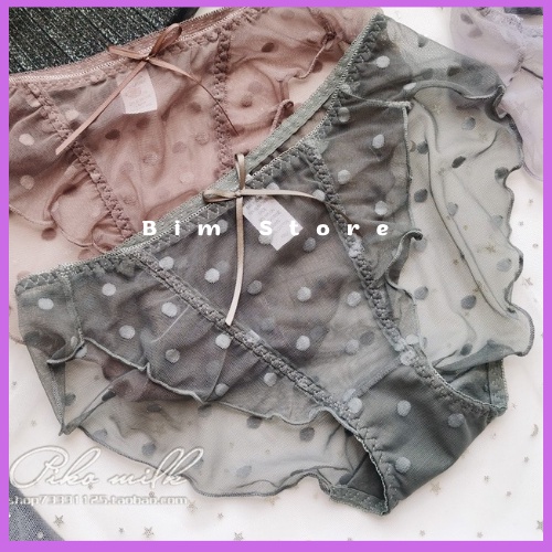 Quần lót nữ bánh bèo ren nơ lưới thoáng khí Lolita sexy freesz Hông 78-98cm M31