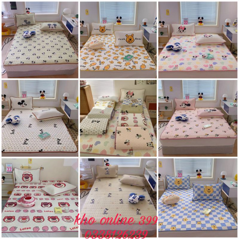 [GIÁ HỦY DIỆT] chiếu điều hòa kèm chăn Disney ngộ nghĩnh cao su non kích thước m6,m8, 2mx2m2, chuyên sỉ chăn ga gối nệm