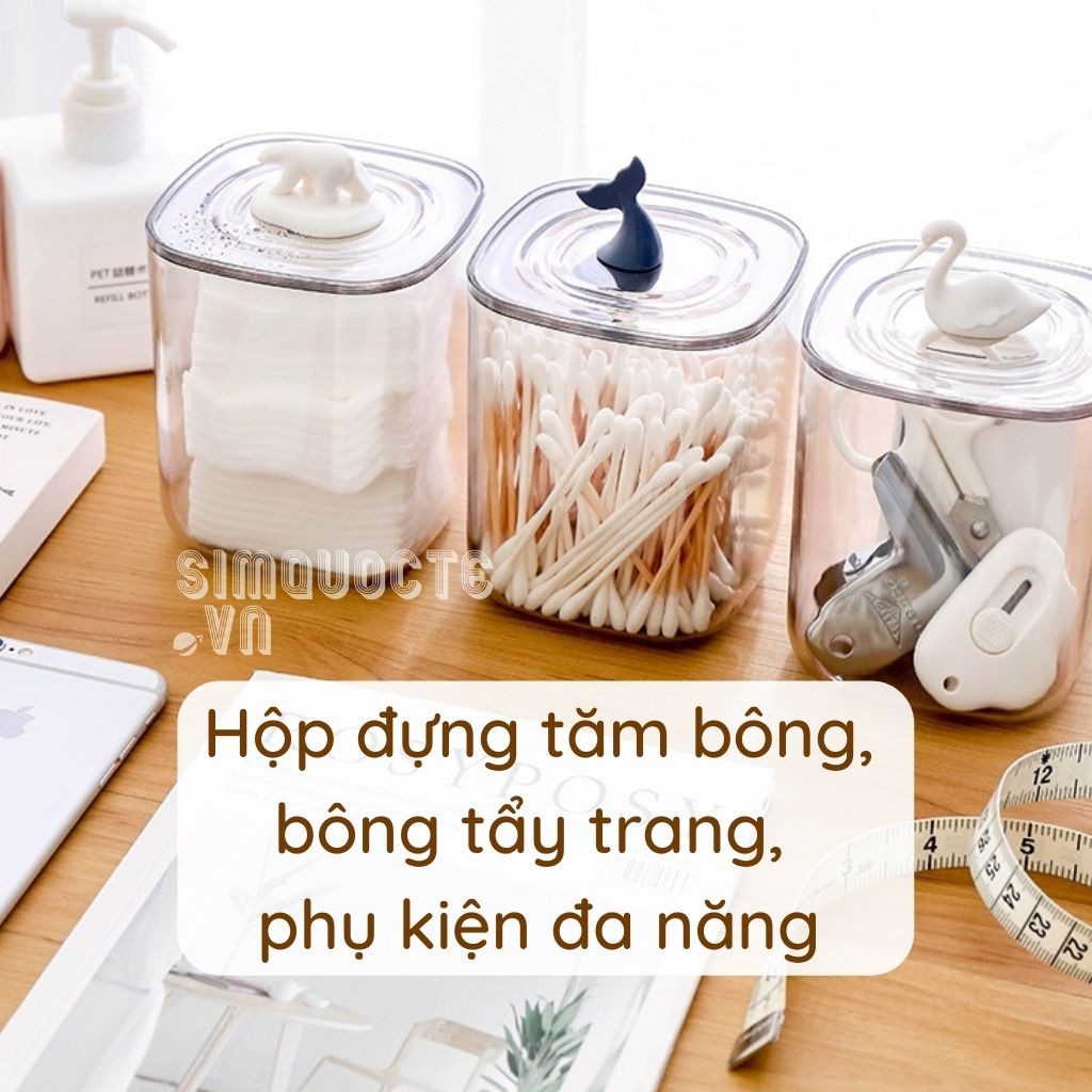 Hộp đựng bông tẩy trang đa năng con vật dễ thương