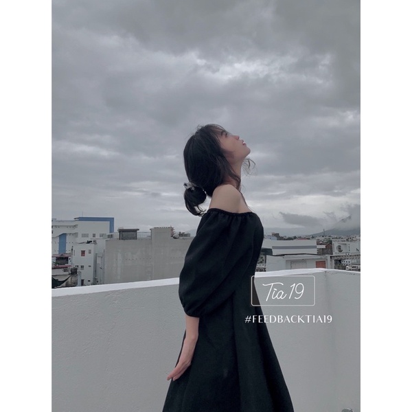 Váy cổ vuông tay bồng Tia19. Đầm trễ vai dáng xoè ulzzang ( Ảnh thật) | BigBuy360 - bigbuy360.vn