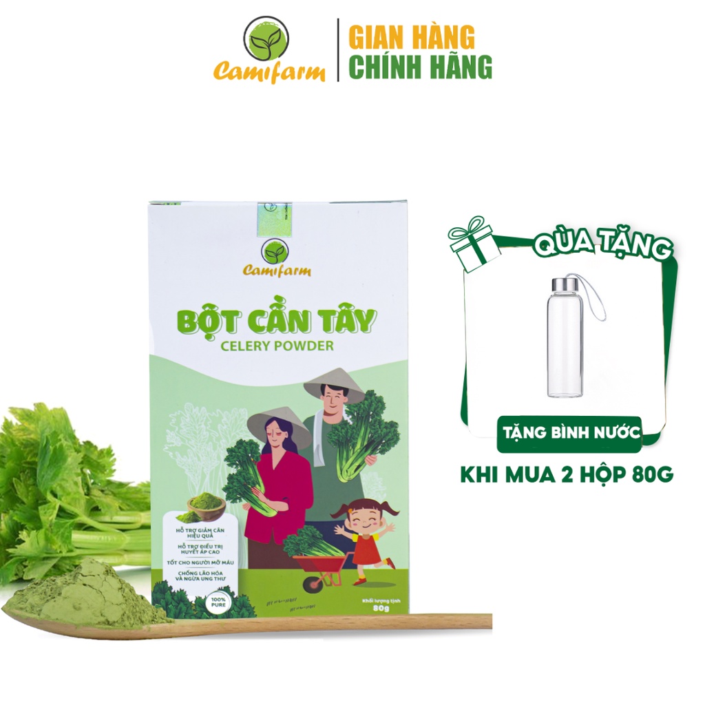 [Mã BMBAU50 giảm 7% đơn 99K] Bột Cần Tây Nguyên Chất CAMIFARM Hỗ Trợ Giảm Cân, Thanh Lọc Cơ Thể Nguyên Chất 100% Túi 80G