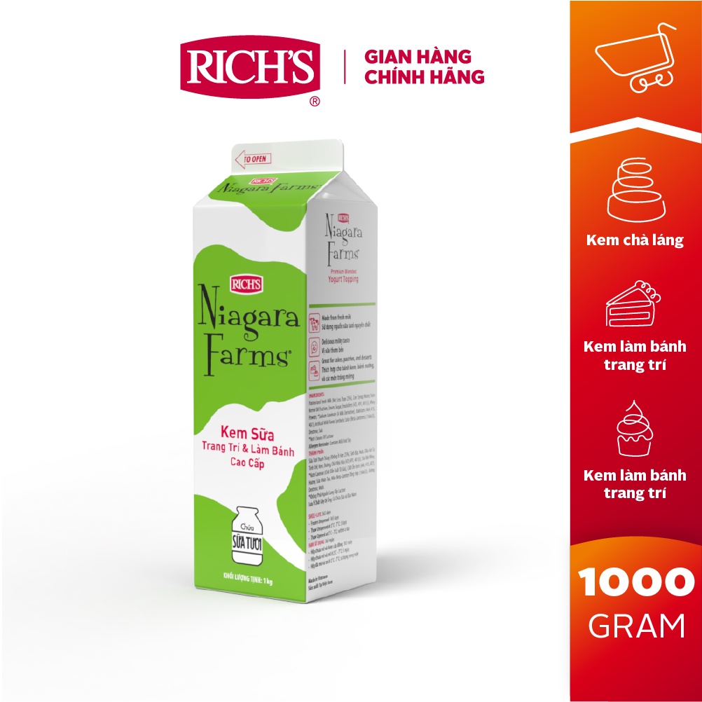 Kem Sữa Trang Trí & Làm Bánh Cao Cấp Rich's Niagara Farms Hộp 1Kg