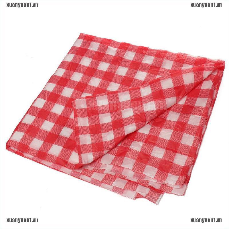 Khăn Trải Bàn Dùng 1 Lần Bằng Nhựa Họa Tiết Gingham Đỏ