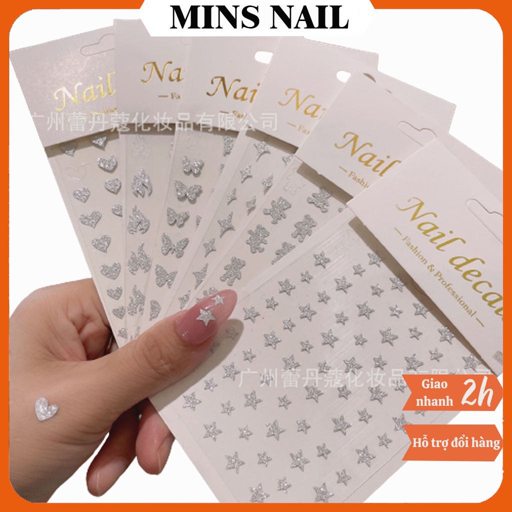 Sticker dán móng nail, Stick nhũ flash đủ mẫu siêu HOT móng đẹp lung linh