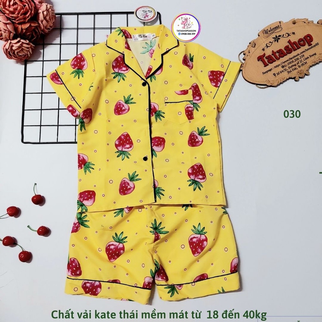 18-42kg - Bộ pijama đùi bé trai bé gái chất kate thái mềm mát 030