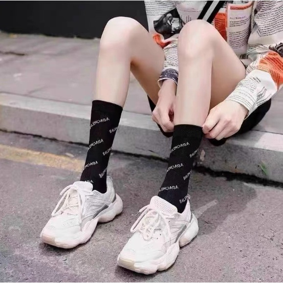 Tất nữ CỔ CAO Đen Trắng thể thao thời trang cao cấp