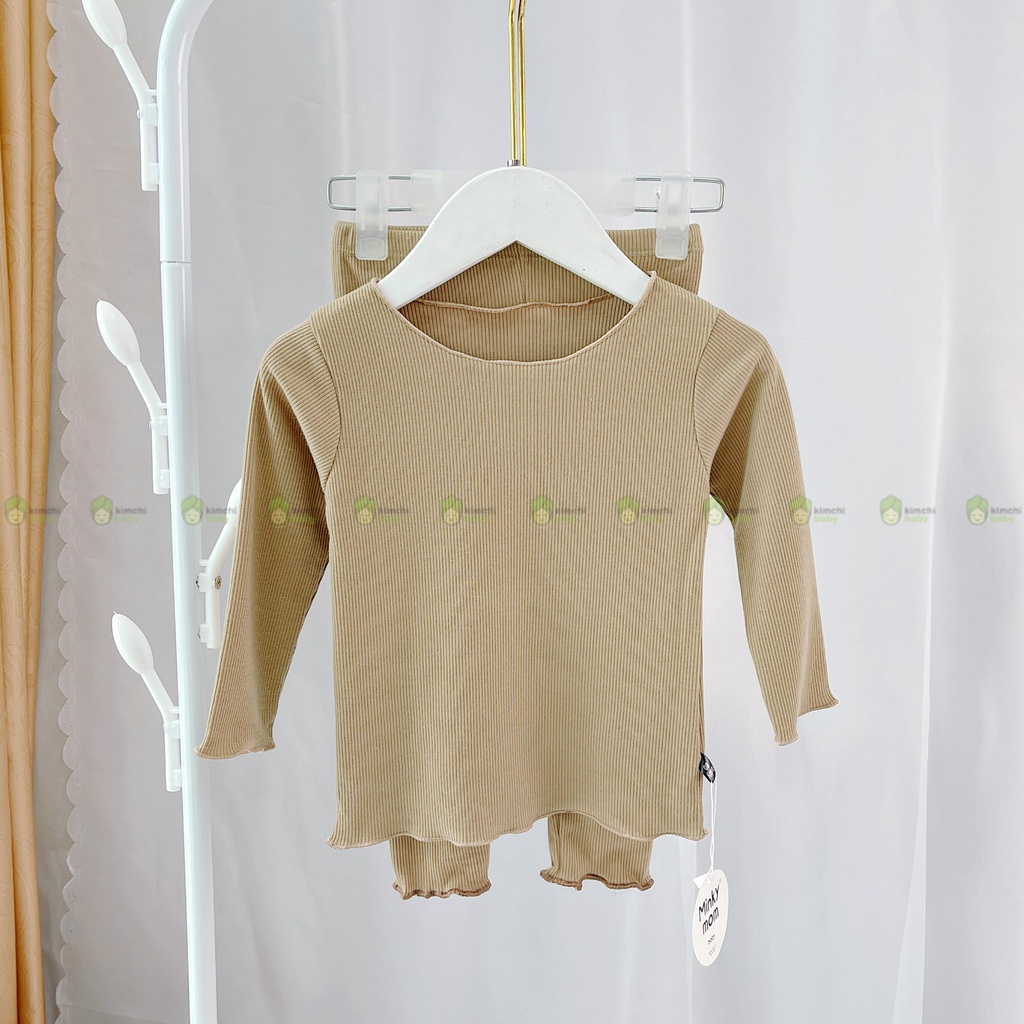 Bộ Dài Tay Cho Bé Gái Minky Mom Vải Thun Gân Bèo Nhún Dễ Thương, Đồ Bộ Cho Bé Mặc Ở Nhà MKMTD2216