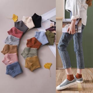 Spring Women Ankle Socks Solid Candy Color Cotton Female Casual Low Cut Socks Breathable Girl's Fashion Japanese Harajuku Socks