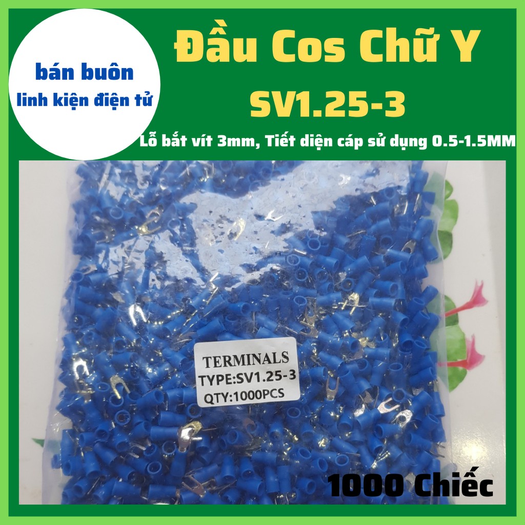 1000 Đầu cos chữ Y SV1.25-3, đầu cốt chữ Y SV1.25-3, cos y 1.25-3, Cốt y