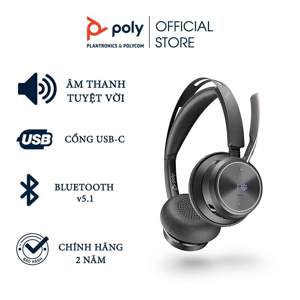 Tai Nghe Không Dây Poly Voyager Focus 2 UC Bluetooth/USB-C Chính Hãng