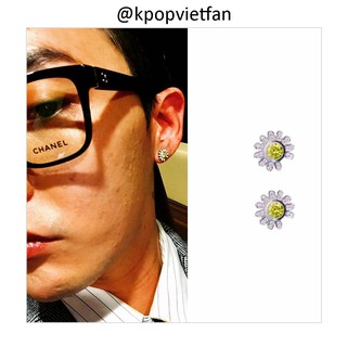 Khuyên tai hoa cúc đá xanh giống GD GDRAGON bạc 925 an toàn tuyệt đối
