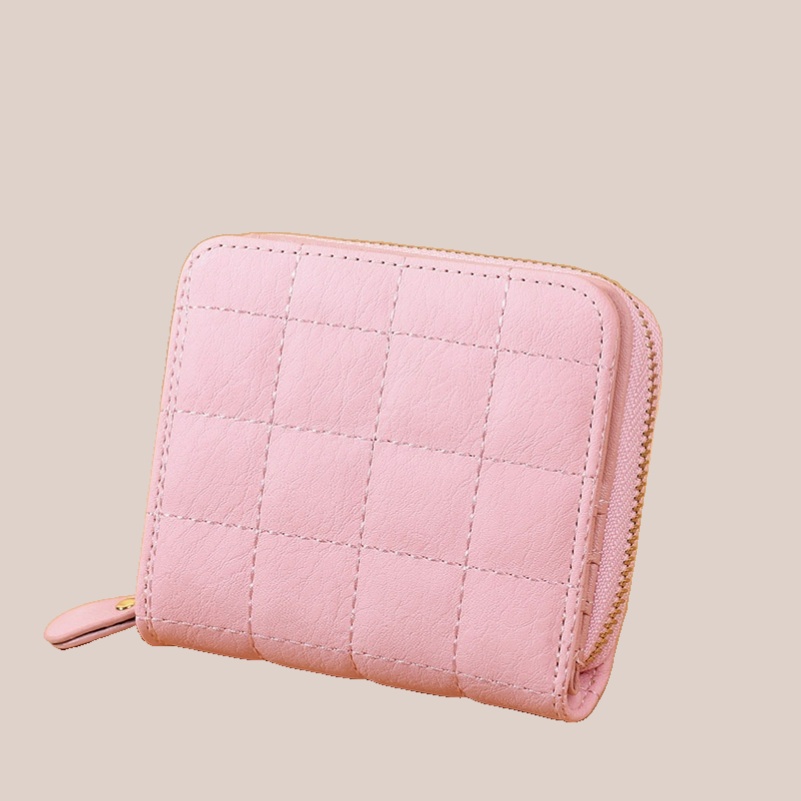 Ví Ngắn Đựng Thẻ Nhiều Ngăn Họa Tiết Kẻ Sọc Đơn Giản Phong Cách retro