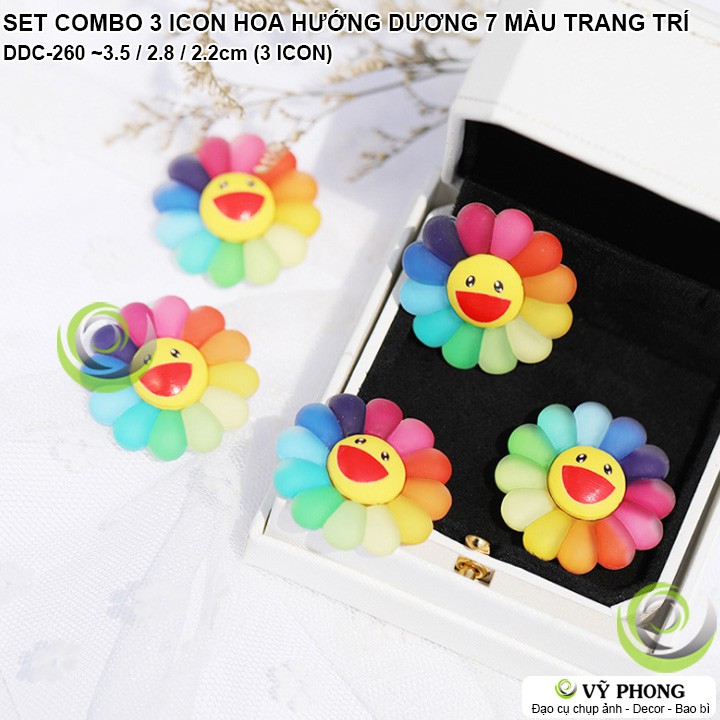 SET 3 ICON LOGO HÌNH HOA HƯỚNG DƯƠNG 7 MÀU DIY TRANG SỨC ĐỒ TRANG TRÍ ĐẠO CỤ CHỤP ẢNH SẢN PHẨM INS DDC-260