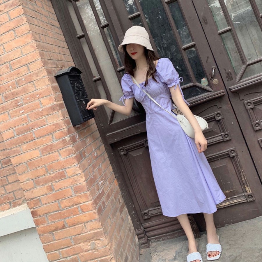 Đầm Màu Tím Chiết Eo Xinh Xắn Dễ Thương Thời Trang Cho Nữ | BigBuy360 - bigbuy360.vn