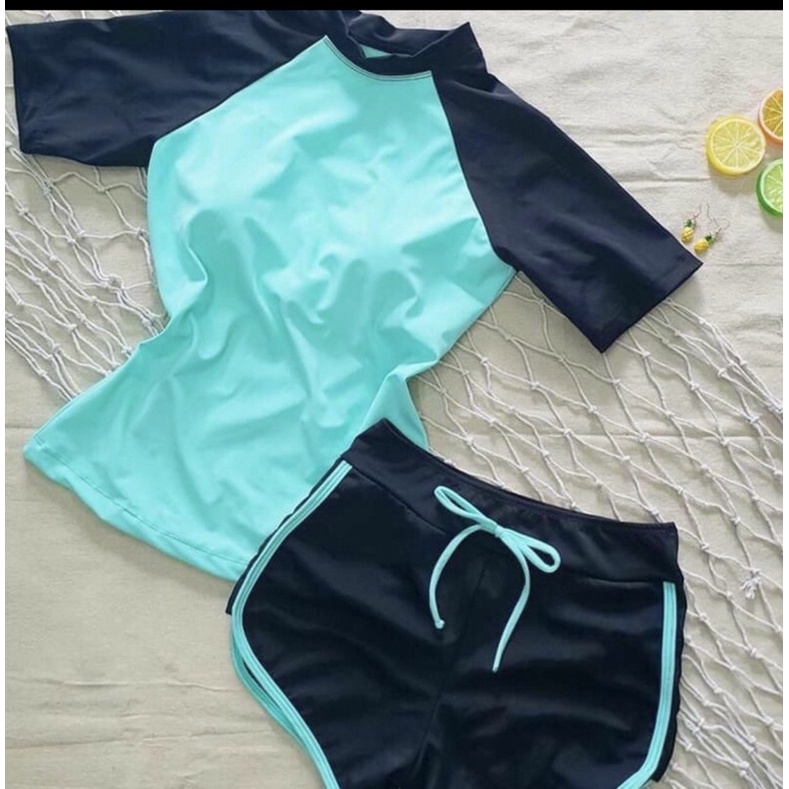 ĐỒ BƠI NỮ . Bikini cọc tay quần đùi kiểu dáng học sinh dễ thương full màu
