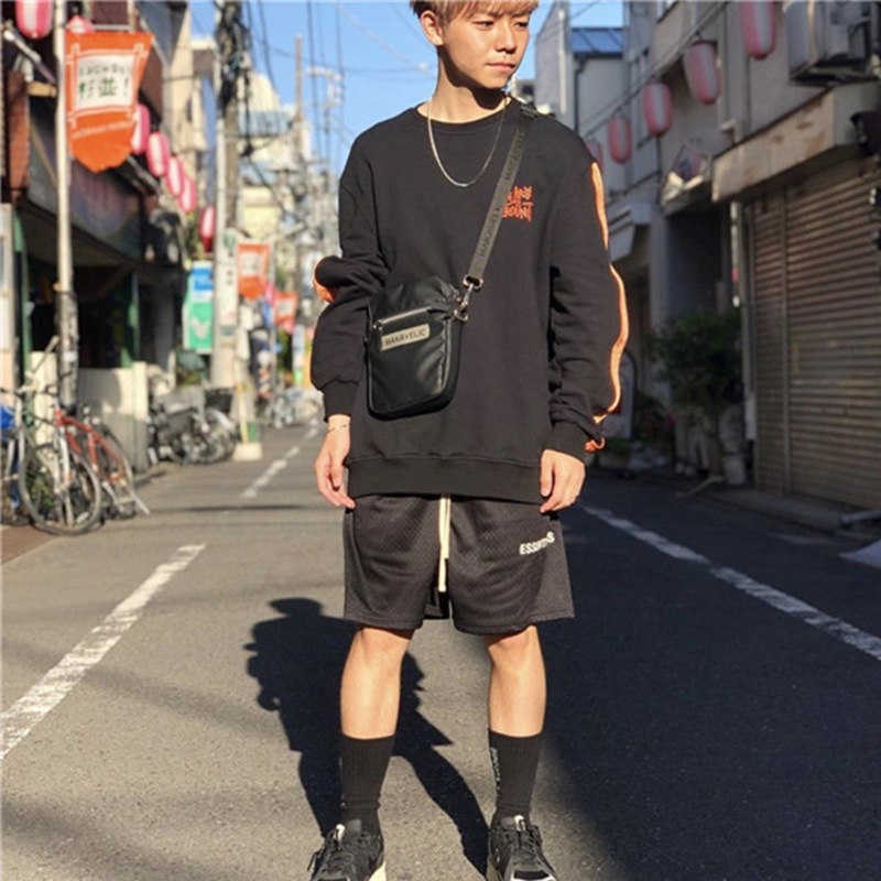 Quần Short Fear Of God Essentials SS2022, Quần đùi Essentials FOG, Chất liệu Cotton lưới, màu đen BapeVN