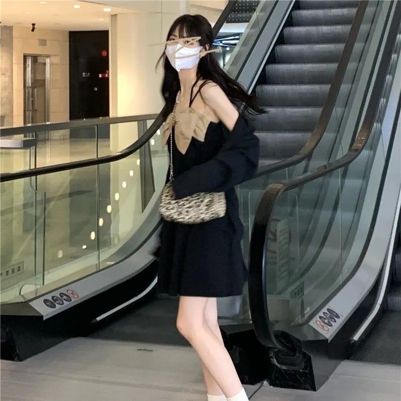 Set Đầm Hai Dây Thiết Kế Mới Thời Trang Theo Phong Cách Hàn Quốc Dành Cho Nữ