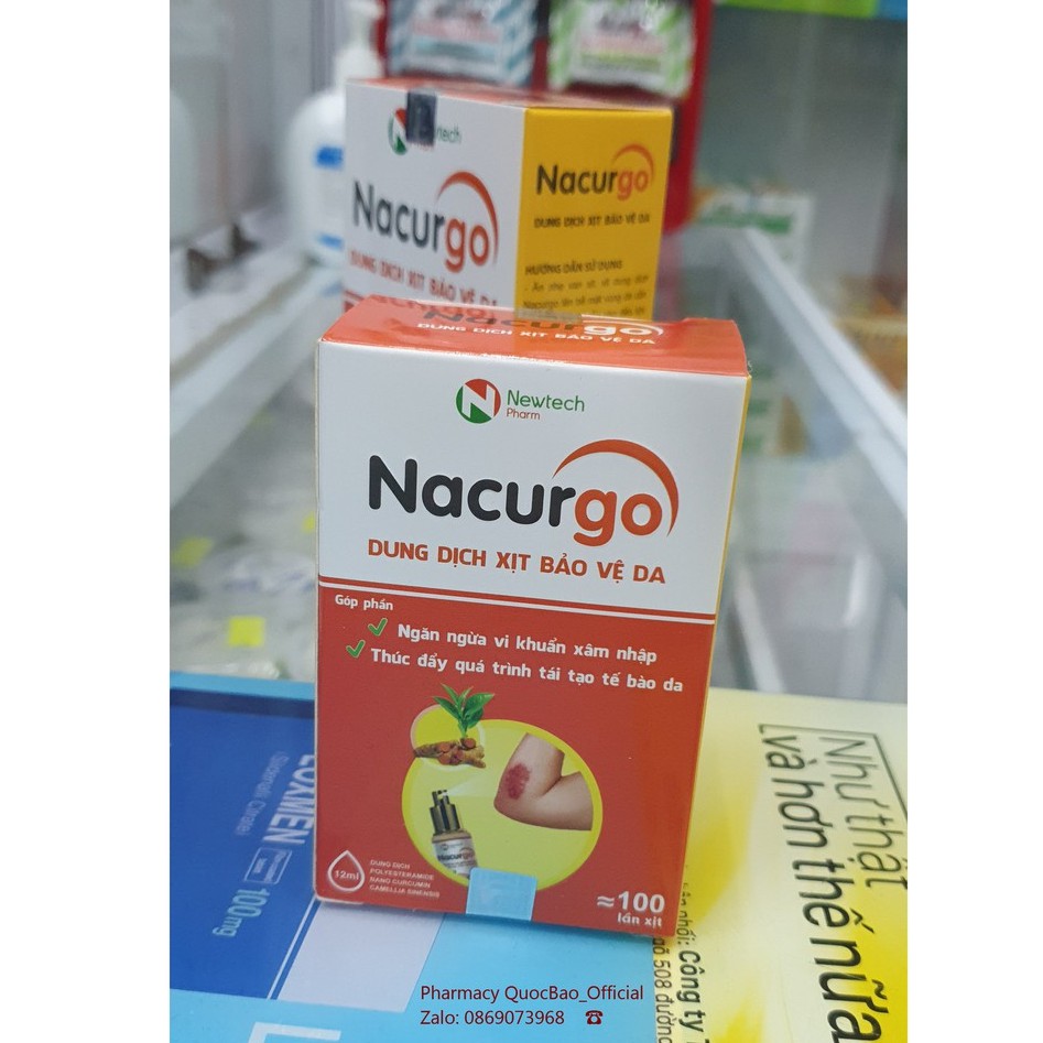 Nacurgo xịt Nghệ Nano - Giúp tái tạo da vết thương hở (Chai 12ml/30ml) - Nacurgo dung dịch rửa