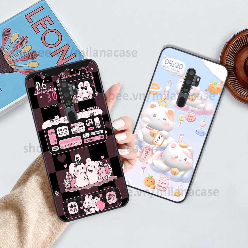Ốp Oppo A5 2020 / A9 2020 hình đồng hồ icon gấu mèo cute cực dễ thương ngộ nghĩnh