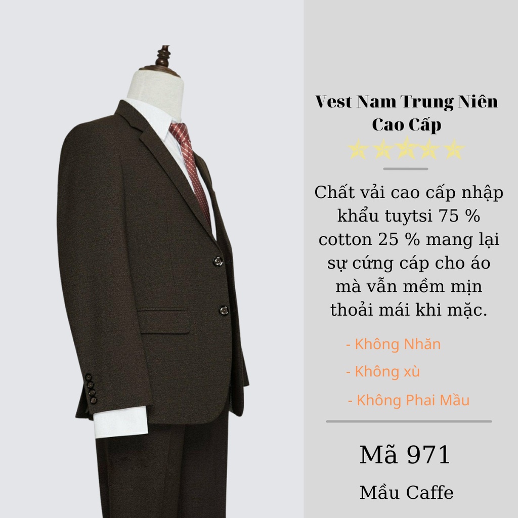 Bộ vest nam trung niên suất khẩu khẩu chất liệu tuýt si nhập khẩu ấn độ  vest việt tiến thành