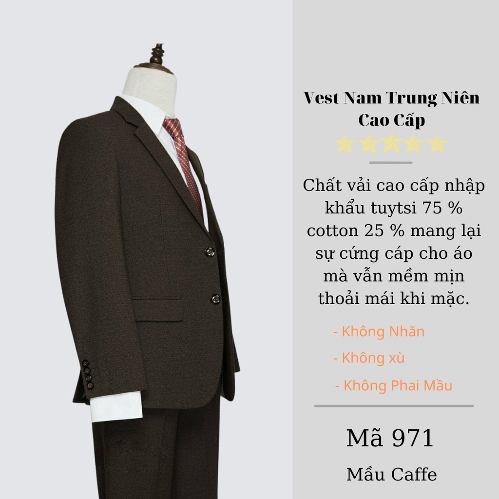 Bộ vest nam trung niên chất liệu tuýt si nhập khẩu ấn độ vest việt tiến thành