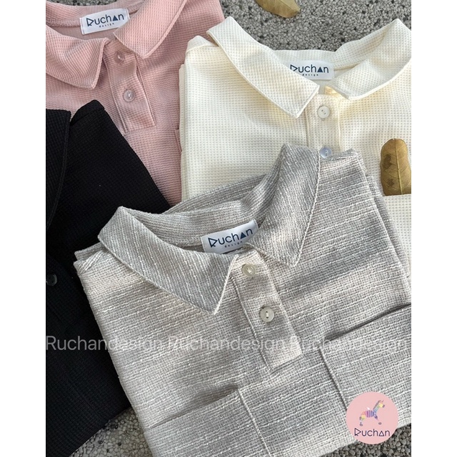 Áo thun croptop cổ Polo RUCHAN