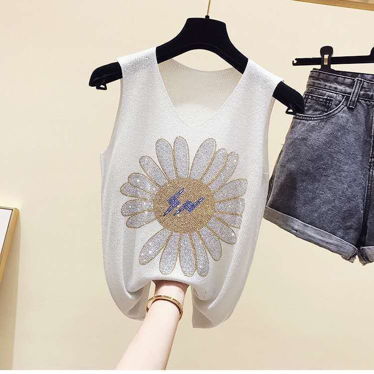 【ZHELIHANGFEI】Áo Camisole Dệt Kim Không Tay Dễ Phối Đồ