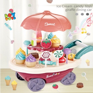 Đồ chơi xe đẩy bán kem(size lớn) có nhạc và đèn hấp dẫn, có trục quay 360 độ cho bé vui chơi, đồ chơi cho bé