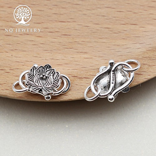 Charm bạc khóa đôi đầu sen - NQ Jewelry