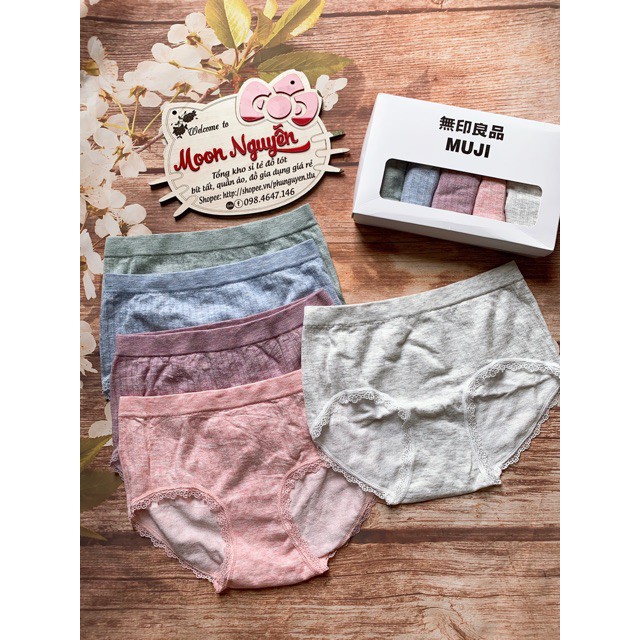 Hộp 5 quần lót MUJI cotton vỏ trắng cao cấp