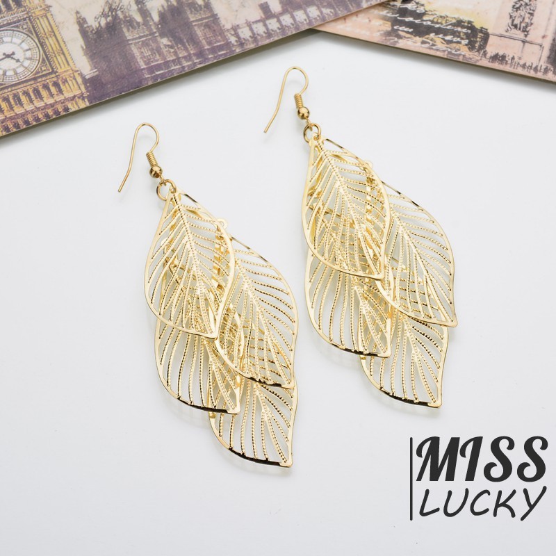 Khuyên tai nữ kiểu dáng chiếc lá phong cách châu Âu thời trang cá tính