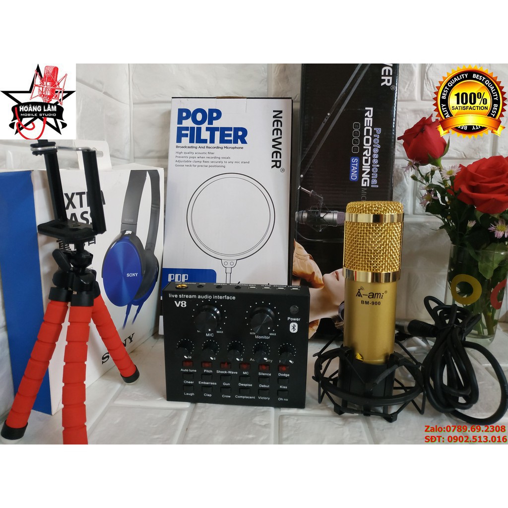 [  VATGIA.online ] Trọn bộ soundcard v8 autotune + micro Ami BM900 tuyệt đỉnh thu âm và livestream