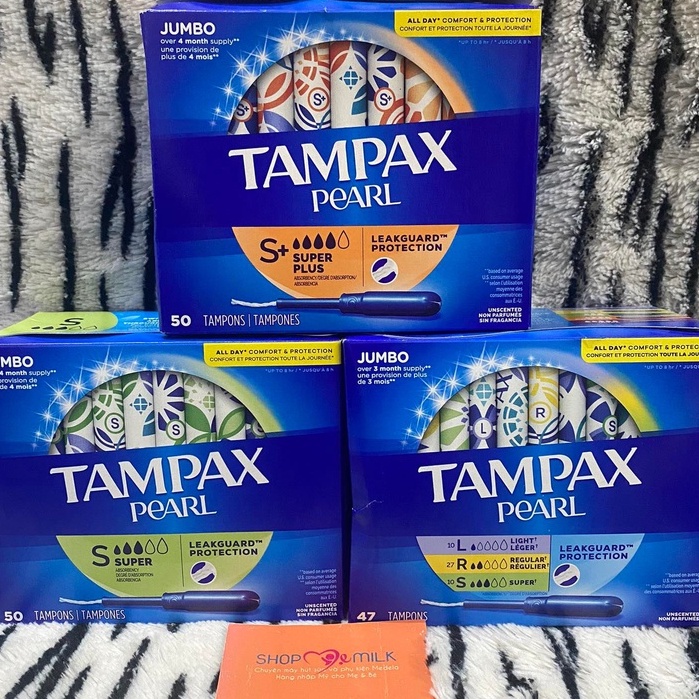 Băng vệ sinh dạng ống Tampax Pearl Tampons hộp 50 cái USA
