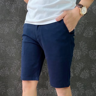 Quần short kaki thun màu xanh đen cao cấp cho nam