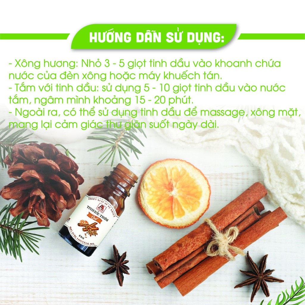 Tinh dầu thơm thiên nhiên nguyên chất hương Quế/ Tinh dầu AN AN đuổi muỗi hiệu quả đạt chứng nhận GMP/USDA/Organic