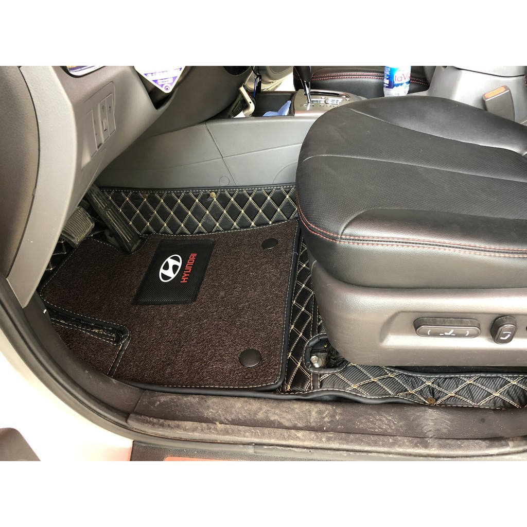 Thảm lót sàn ô tô da Cacbon cao cấp cho xe Huyndai Accent 2018 -2023, che phủ 90% sàn xe, chống thấm nước tuyệt đối