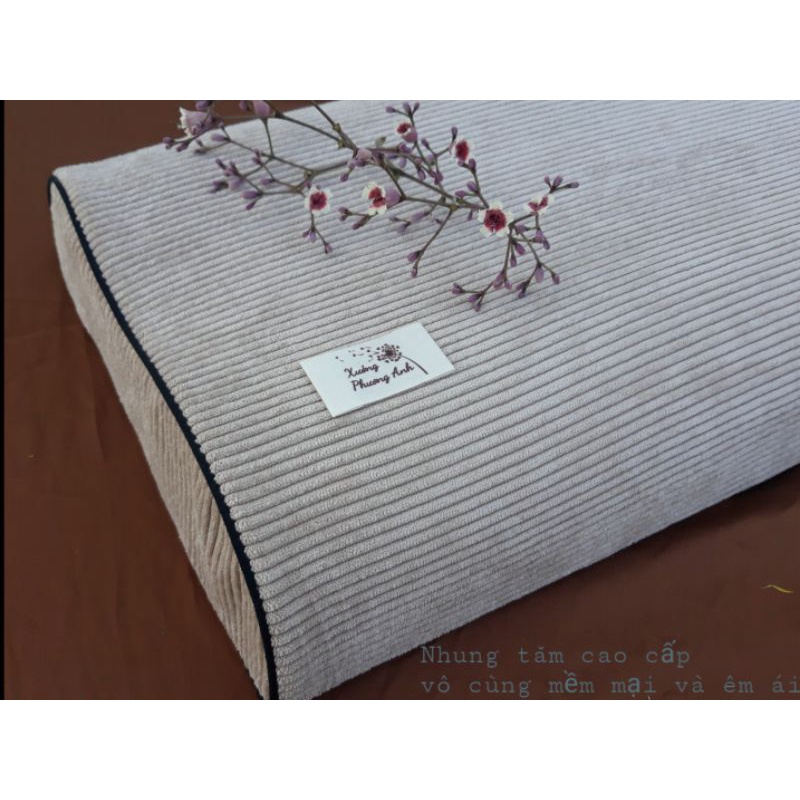 VỎ GỐI Nhung tăm cho cao su chữ B lượn sóng, đặt may theo yêu cầu của khách hàng.